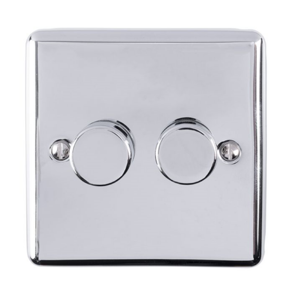 Eurolite Polished Chrome 2 Gang LED Dimmer