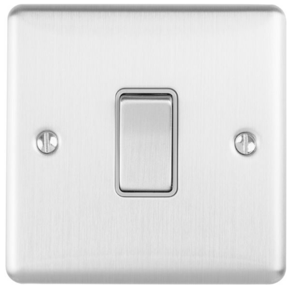 Eurolite Brushed Chrome 1 Gang Intermediate Switch Grey Insert