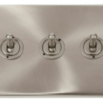 Click Deco Satin Chrome 3 Gang 2 Way 10Ax Toggle Switch