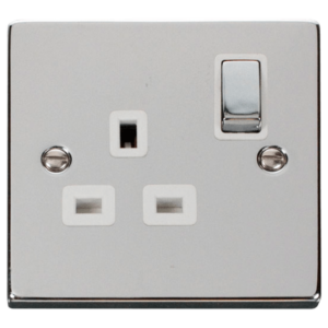 Click Deco Polished Chrome 1 Gang 13A DP Switched Socket