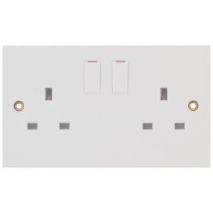 Selectric White 2 Gang 13A SP Switched Socket