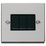 Click Deco Polished Chrome 3 Gang 2 Way Light Switch