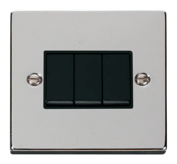 Click Deco Polished Chrome 3 Gang 2 Way Light Switch