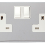 Click Deco Polished Chrome 2 Gang 13A DP Switched Socket