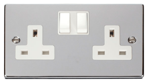 Click Deco Polished Chrome 2 Gang 13A DP Switched Socket