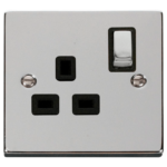 Click Deco Polished Chrome 1 Gang 13A DP Switched Socket