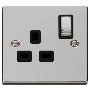 Click Deco Polished Chrome 1 Gang 13A DP Switched Socket