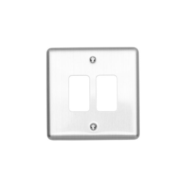 Brushed Chrome 2 Module Grid Plate