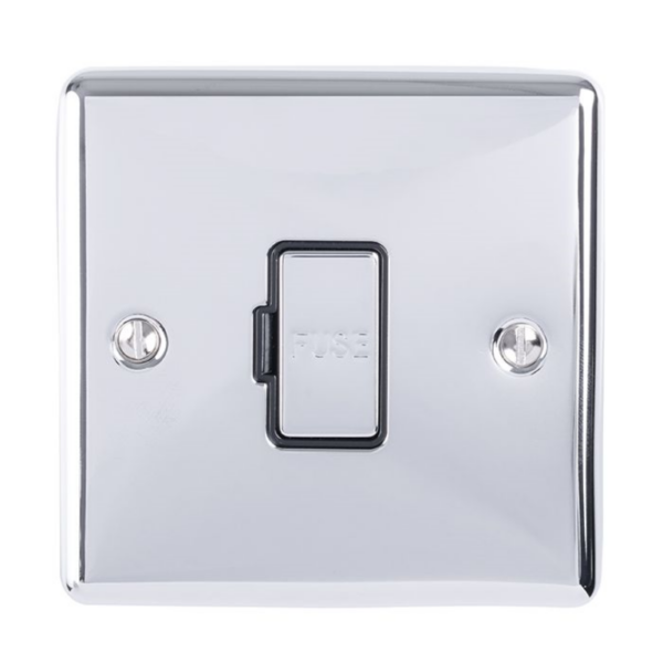 Eurolite Polished Chrome Unswitched Fused Spur Black Insert