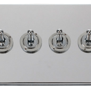 Click Deco Polished Chrome 4 Gang 2 Way 10Ax Toggle Switch