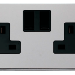 Click Deco Polished Chrome 2 Gang 13A DP Switched Socket