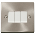 Click Deco Satin Chrome 3 Gang 2 Way 10Ax Switch