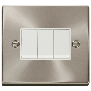Click Deco Satin Chrome 3 Gang 2 Way 10Ax Switch