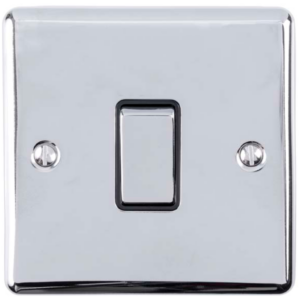 Eurolite Polished Chrome 1 Gang Intermediate Switch Black Insert