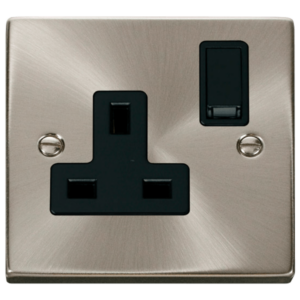 Click Deco Satin Chrome 1 Gang 13A DP Switched Socket
