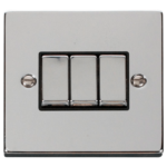 Click Deco Polished Chrome 3 Gang 2 Way Light Switch