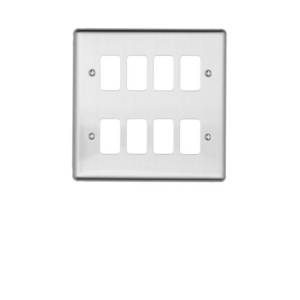 Brushed Chrome 8 Module Grid Plate