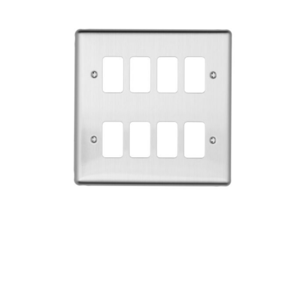 Brushed Chrome 8 Module Grid Plate