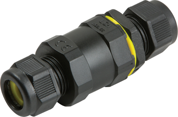 Black IP68 16A Inline Connector