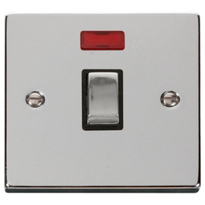 Click Deco Polished Chrome 1 Gang 20A DP Switch Neon