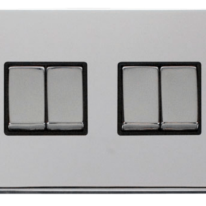 Click Deco Polished Chrome 4 Gang 2 Way Light Switch