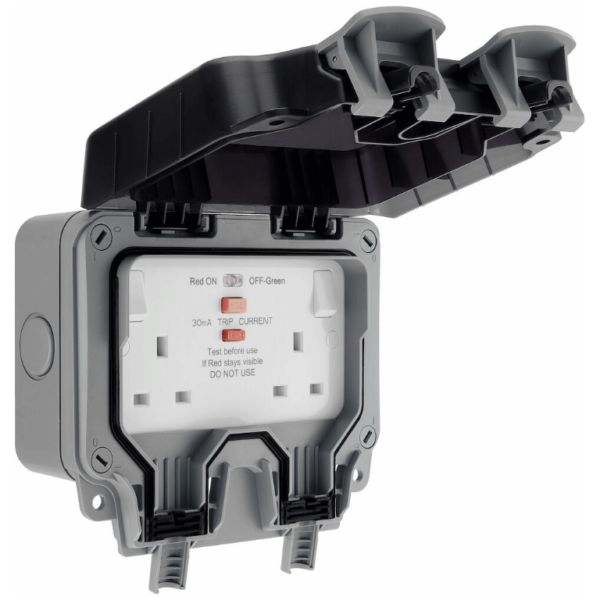 BG Storm IP66 2 Gang 13A Switched RCD Socket