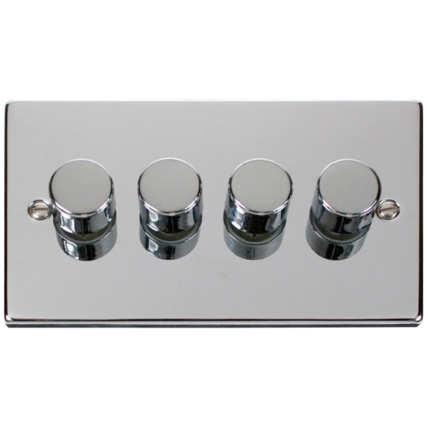 Click Deco Polished Chrome 4 Gang 2 Way 400w Dimmer