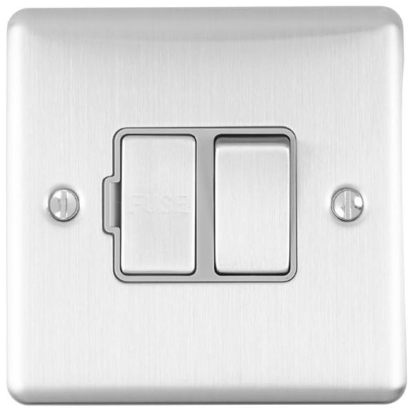 Eurolite Brushed Chrome Switched Fuse Spur Grey Insert