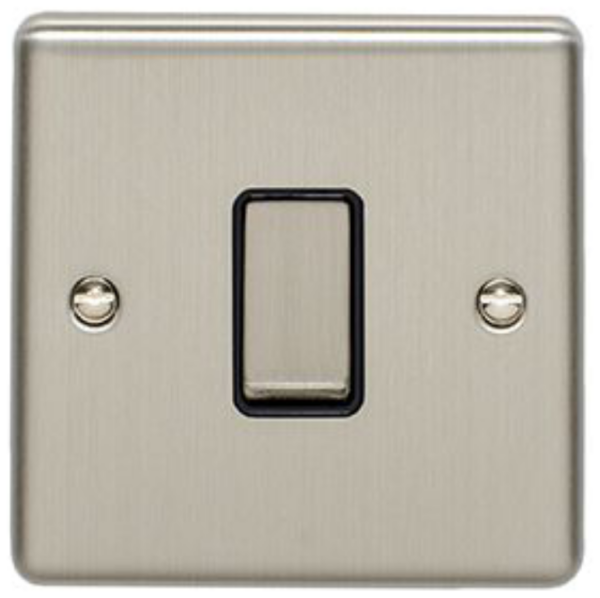 Eurolite Brushed Chrome 1 Gang 2 Way Switch Black Insert