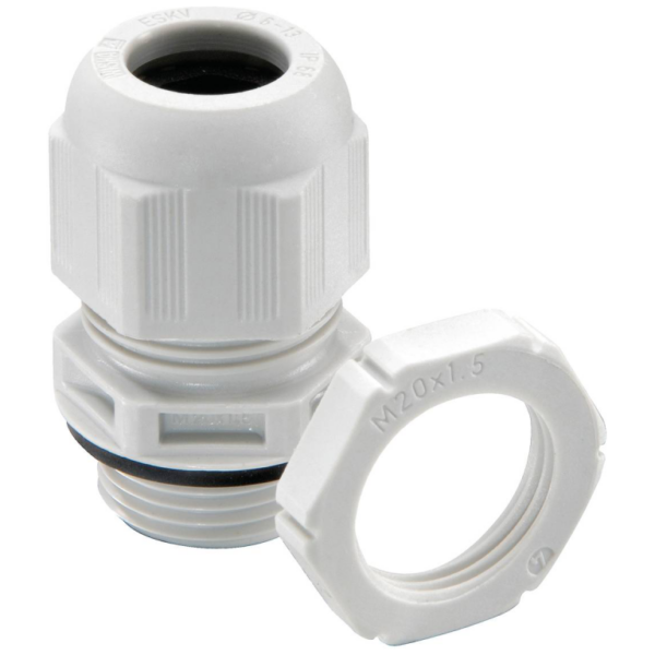 White 20S/20L IP68 6.2-14mm Dome Gland and Locknut