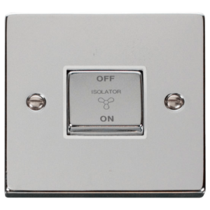 Click Deco Polished Chrome 1 Gang TP Fan Isolator Switch