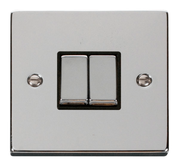 Click Deco Polished Chrome 2 Gang 2 Way Light Switch