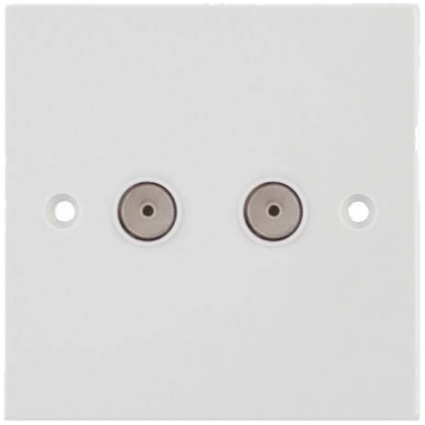 Selectric White 2 Gang Coaxial Socket