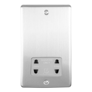 Eurolite Brushed Chrome Dual Voltage Shaver Socket Grey Insert