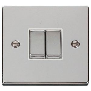 Click Deco Polished Chrome 2 Gang 2 Way Light Switch