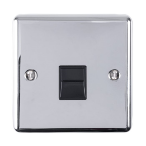 Eurolite Polished Chrome 1 Gang BT Slave Socket Black Insert