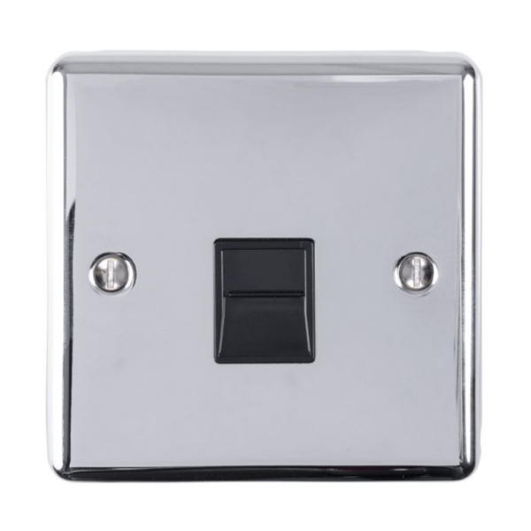 Eurolite Polished Chrome 1 Gang BT Slave Socket Black Insert