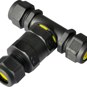 Black IP68 16A Inline T Connector