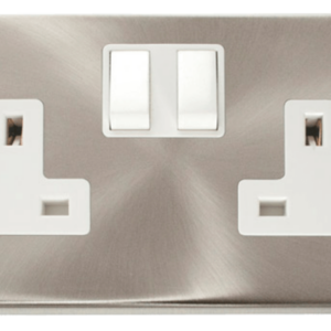 Click Deco Satin Chrome 2 Gang 13A DP Switched Socket