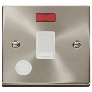 Click Deco Satin Chrome 1 Gang 20A DP Switch Flex Outlet Neon