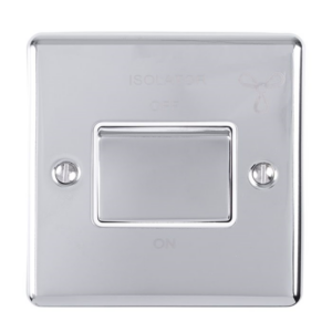 Eurolite Polished Chrome 1 Gang TP Fan Isolator Switch White Insert