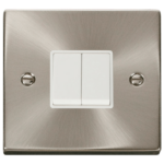 Click Deco Satin Chrome 2 Gang 2 Way 10Ax Switch
