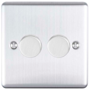 Eurolite Brushed Chrome 2 Gang LED Dimmer