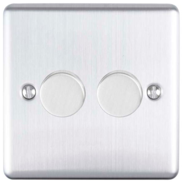 Eurolite Brushed Chrome 2 Gang LED Dimmer