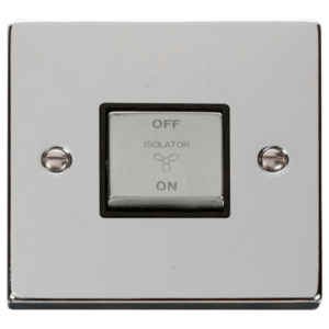 Click Deco Polished Chrome 1 Gang TP Fan Isolator Switch