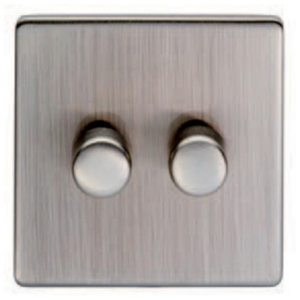 Eurolite Satin Nickel 2 Gang 400w LED Dimmer