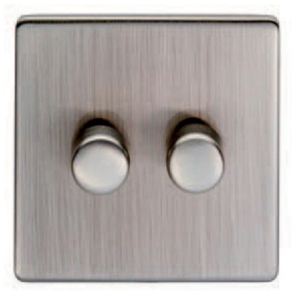 Eurolite Satin Nickel 2 Gang 400w LED Dimmer