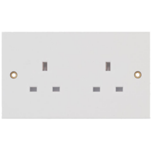 Selectric White 2 Gang 13A Unswitched Socket