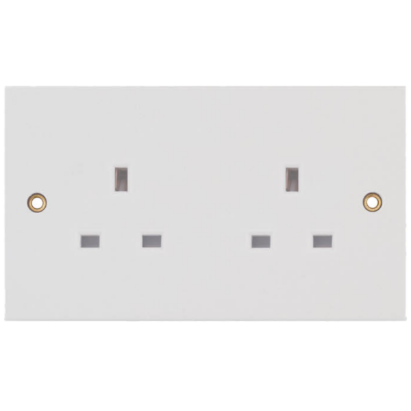 Selectric White 2 Gang 13A Unswitched Socket