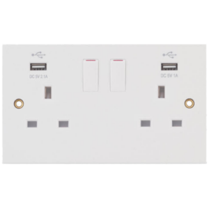 Selectric White 2 Gang 13A USB Switched Socket